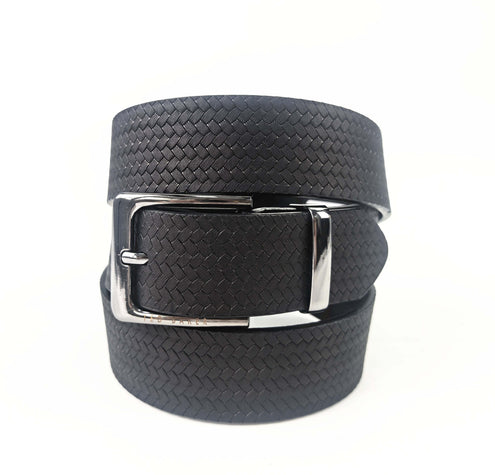 GEO EMBOSSED BELT | BLACK