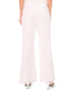 LACE FRONT PLEAT SUITING PANT | WHITE