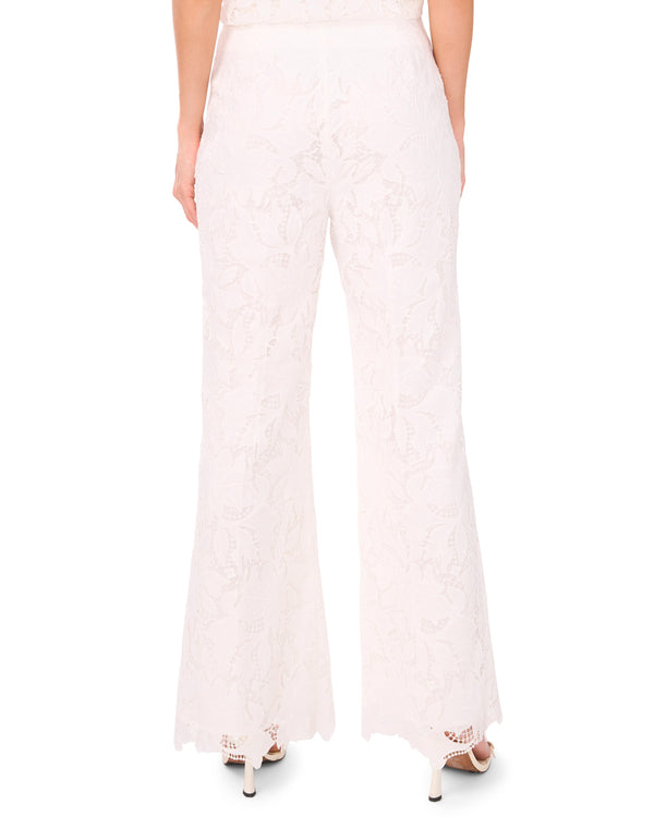 LACE FRONT PLEAT SUITING PANT | WHITE