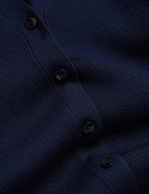 V-NECK CARDIGAN WITH RIB | NAVY