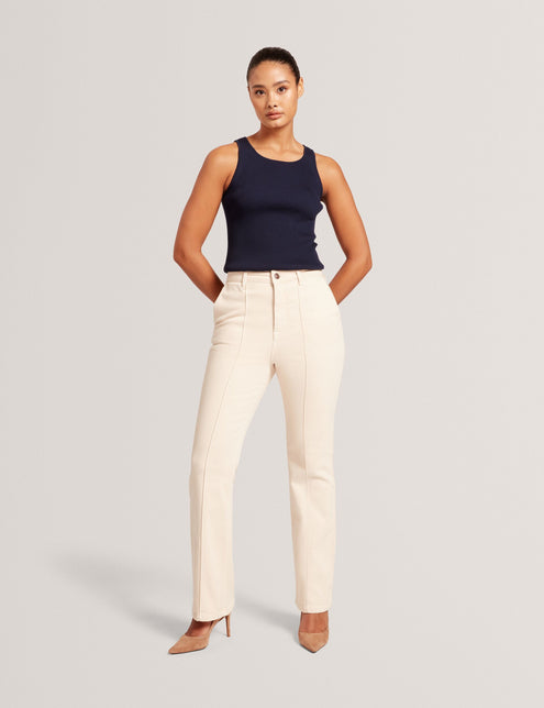 CREW NECK TANK TOP WITH RIB | NAVY