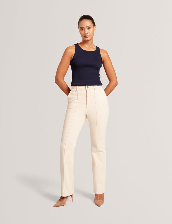 CREW NECK TANK TOP WITH RIB | NAVY