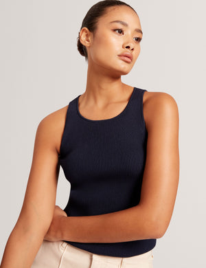 CREW NECK TANK TOP WITH RIB | NAVY