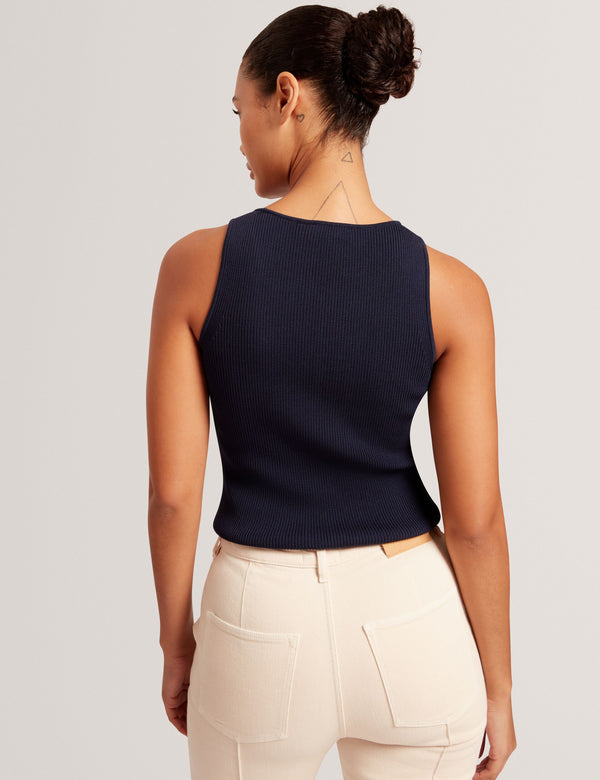 CREW NECK TANK TOP WITH RIB | NAVY