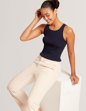 CREW NECK TANK TOP WITH RIB | NAVY