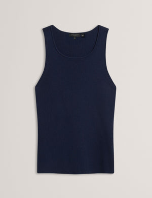 CREW NECK TANK TOP WITH RIB | NAVY