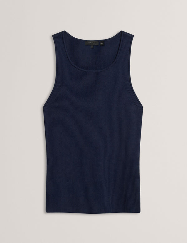 CREW NECK TANK TOP WITH RIB | NAVY