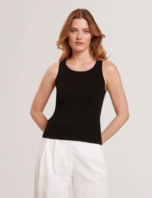 CREW NECK TANK TOP WITH RIB | BLACK