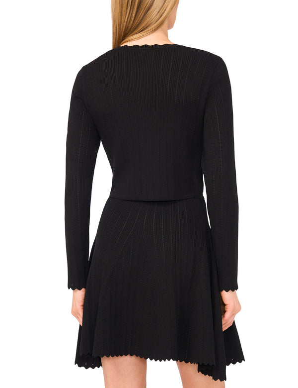 CARDIGAN WITH POINTELLE & RIB | BLACK