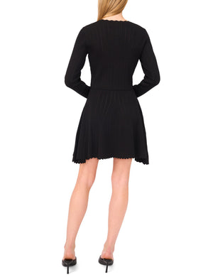 CARDIGAN WITH POINTELLE & RIB | BLACK