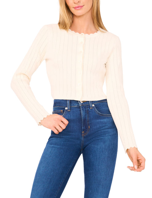 CARDIGAN WITH POINTELLE & RIB | IVORY