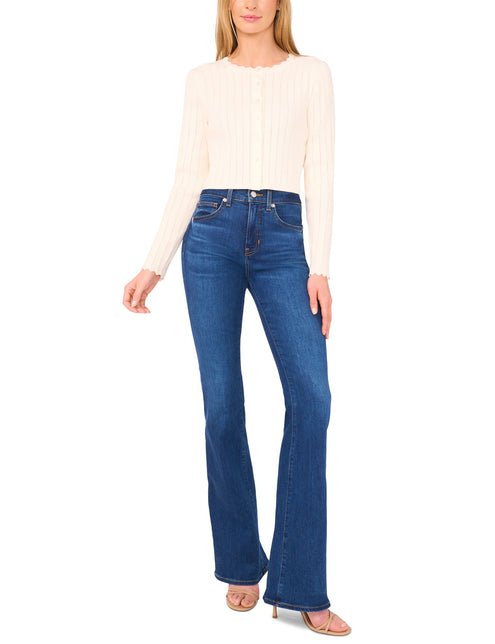 CARDIGAN WITH POINTELLE & RIB | IVORY