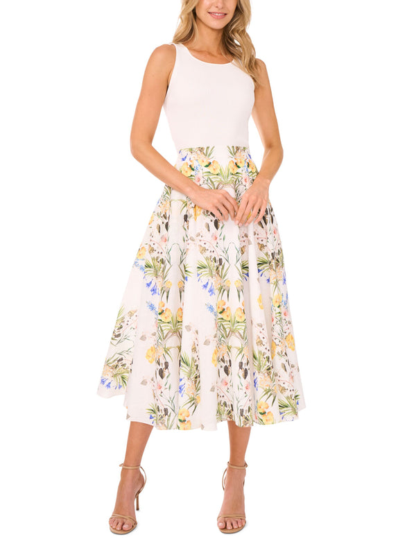 A-LINE LINEN MIDI SKIRT | WHITE
