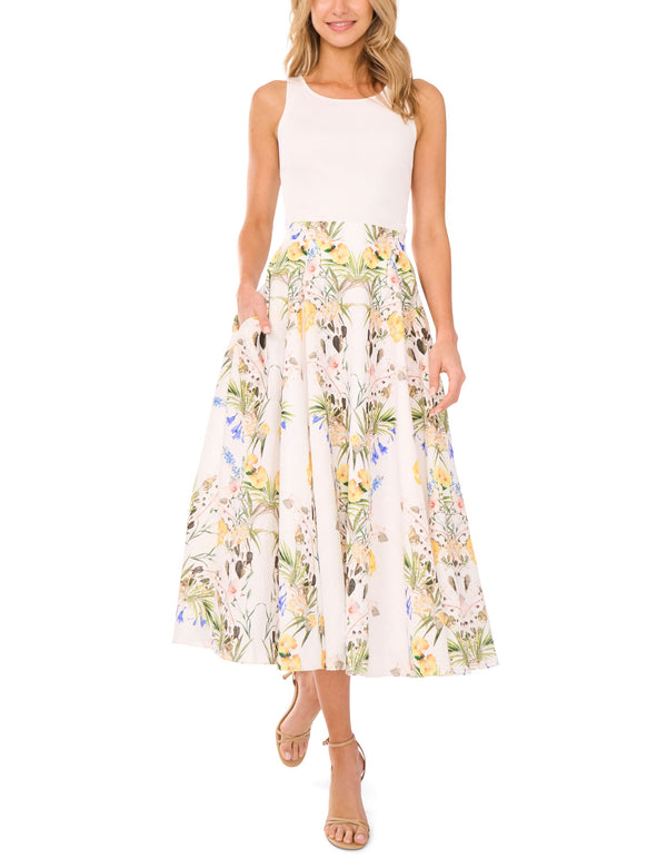 A-LINE LINEN MIDI SKIRT | WHITE
