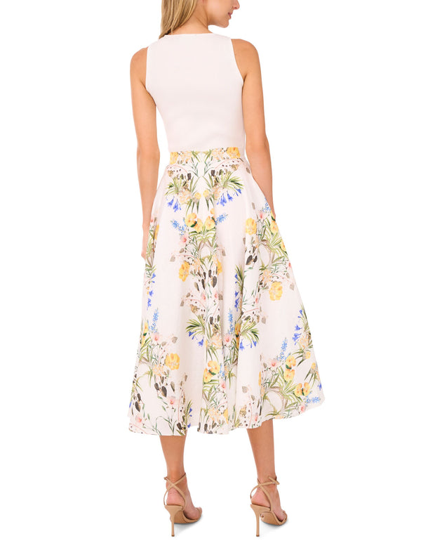 A-LINE LINEN MIDI SKIRT | WHITE