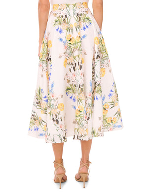 A-LINE LINEN MIDI SKIRT | WHITE