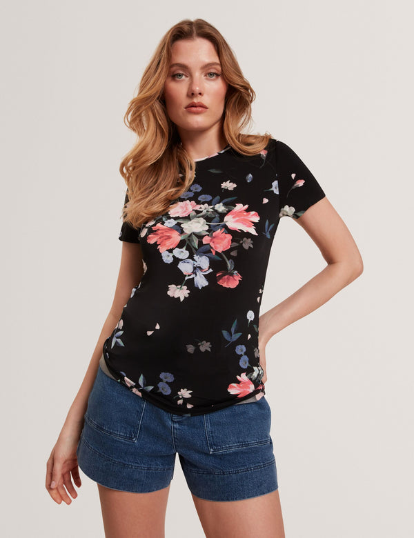 ALLOVER FLORAL T-SHIRT | BLACK