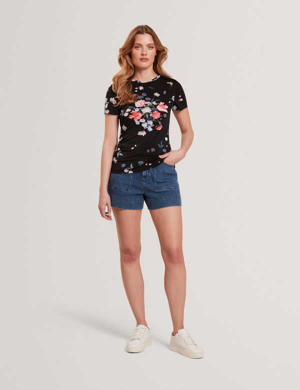 ALLOVER FLORAL T-SHIRT | BLACK