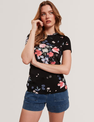 ALLOVER FLORAL T-SHIRT | BLACK