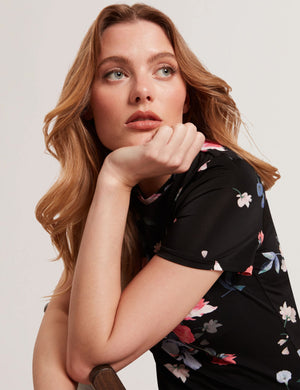 ALLOVER FLORAL T-SHIRT | BLACK
