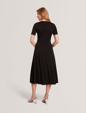 SHORT SLEEVE JERSEY MAXI DRESS | BLACK