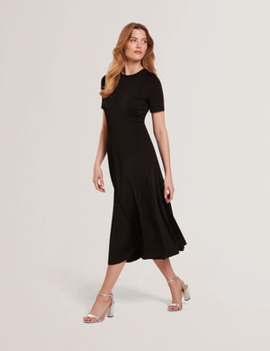 SHORT SLEEVE JERSEY MAXI DRESS | BLACK