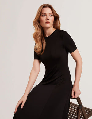 SHORT SLEEVE JERSEY MAXI DRESS | BLACK