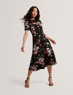 SHORT SLEEVE JERSEY MAXI DRESS | BLACK