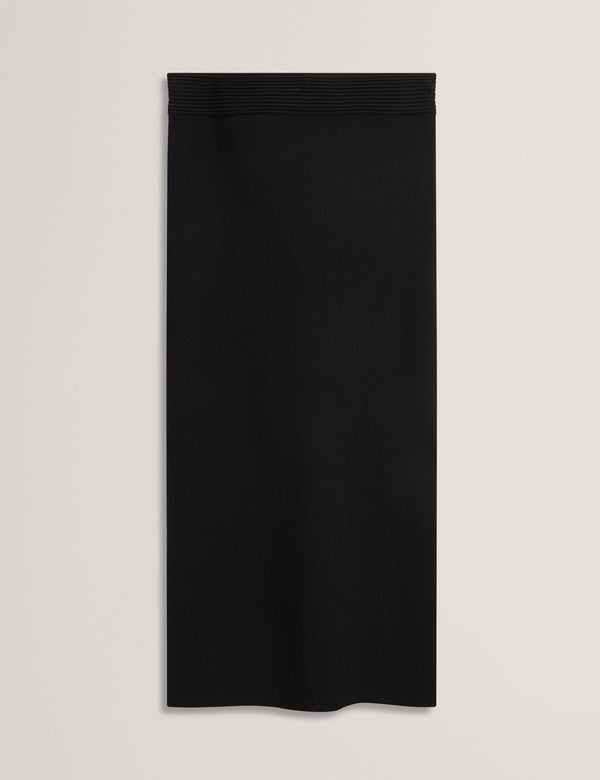 MAXI SKIRT WITH RIB | BLACK