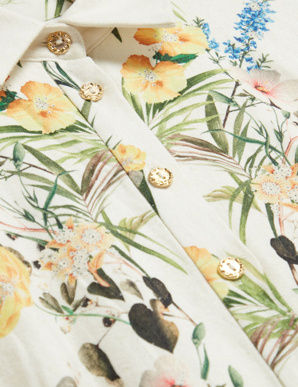 BALLOON SLEEVE BUTTON UP SHIRT DRESS | WHITE