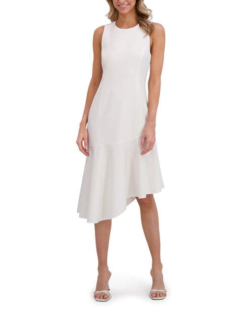 ASYMMETRIC MIDI DRESS | WHITE