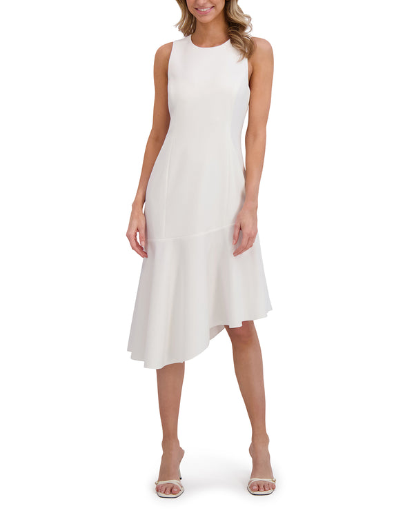 ASYMMETRIC MIDI DRESS | WHITE