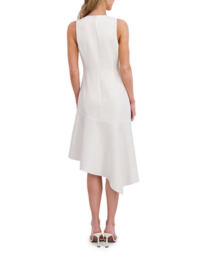 ASYMMETRIC MIDI DRESS | WHITE