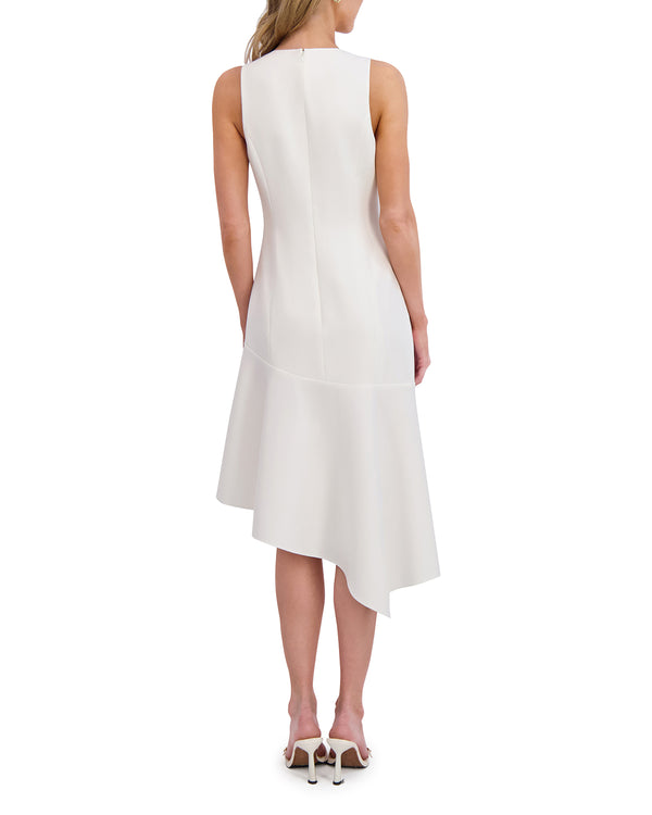ASYMMETRIC MIDI DRESS | WHITE