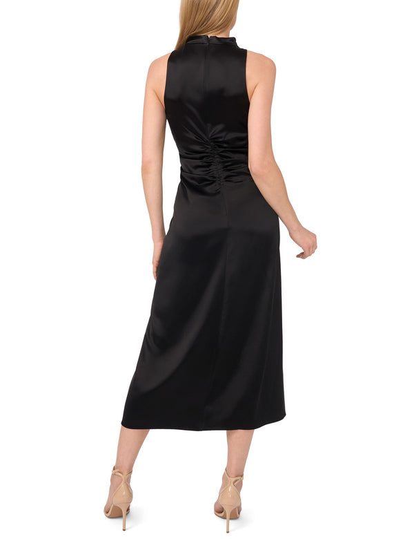 COWL NECK MAXI DRESS WITH RUCHED SIDES | BLACK