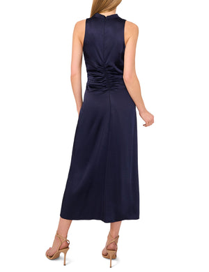 COWL NECK MAXI DRESS WITH RUCHED SIDES | NAVY