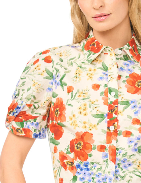 Ted Baker Floral Twist Sleeve Cropped Shirt