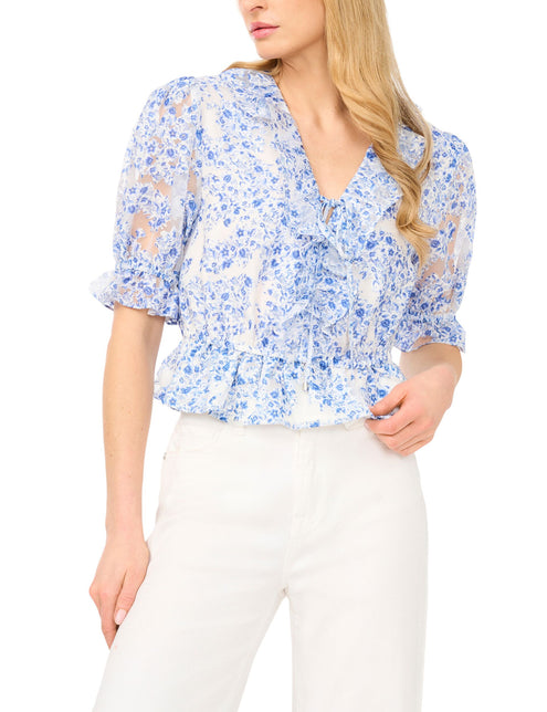 Ted Baker Floral Ruffled V-Neck Cropped Blouse