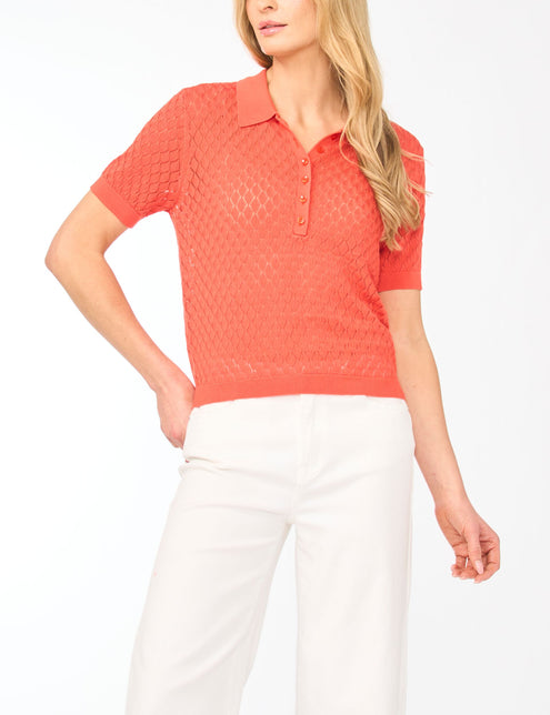 Ted Baker Pointelle Knit Short Sleeve Polo Shirt