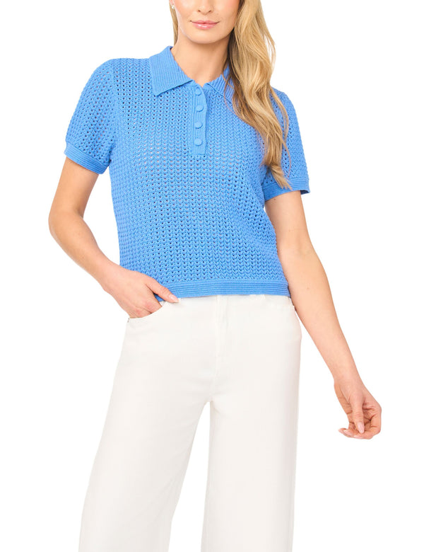 Ted Baker Open Knit Short Sleeve Polo Shirt