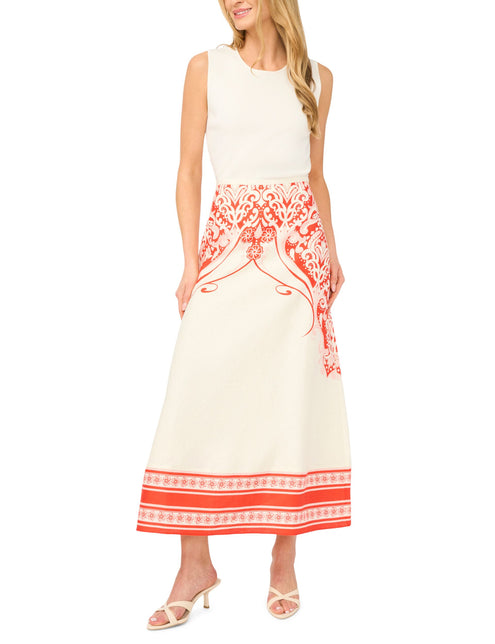 Ted Baker Printed Detail Linen A-Line Midi Skirt
