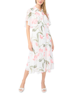 Ted Baker Floral Flutter Sleeve Midi Dress