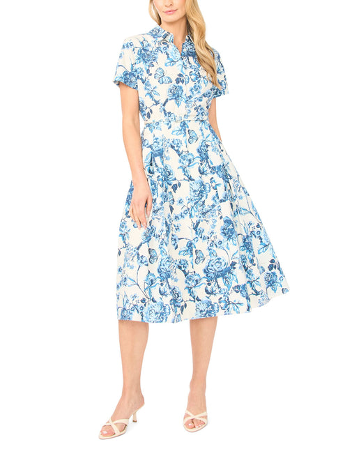 Ted Baker Cotton Floral Belted Midi Shirt Dress