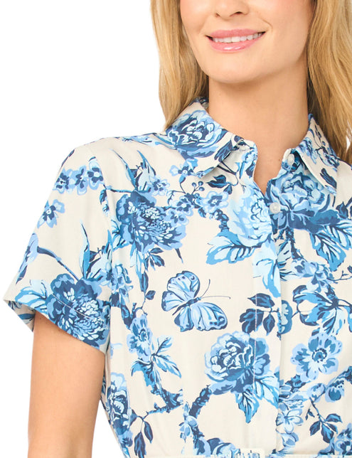 Ted Baker Cotton Floral Belted Midi Shirt Dress