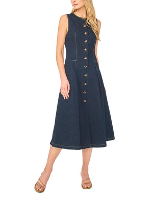 Ted Baker Buttoned Sleeveless Denim Midi Dress