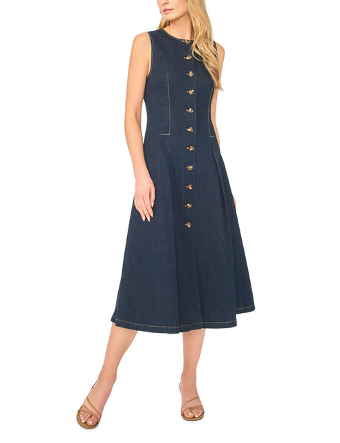 Ted Baker Buttoned Sleeveless Denim Midi Dress
