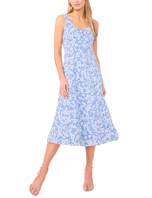 Ted Baker Floral Denim Scoop Neck Midi Dress
