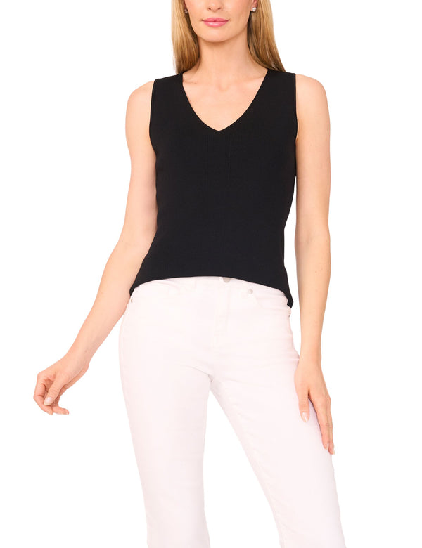 SLEEVELESS V-NECK TOP | BLACK