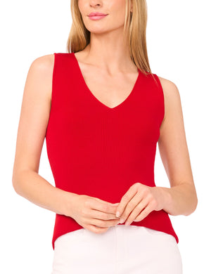 SLEEVELESS V-NECK TOP | RED