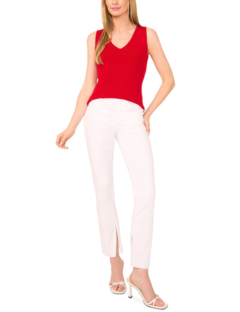 SLEEVELESS V-NECK TOP | RED
